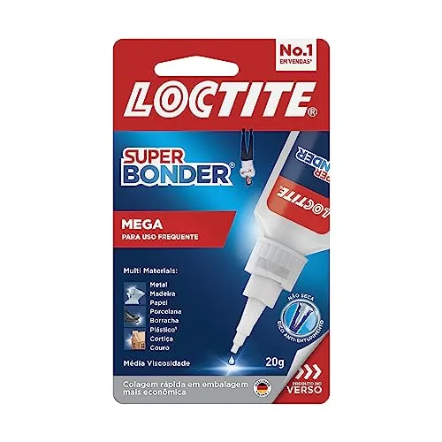 Cola Loctite Super Bonder Mega, Cola Instantnea Para Reparos, Cola Transparente Para Materiais Diversos, Cola Extraforte Profissional, 1x20g