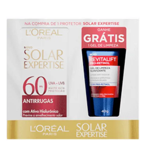 Kit Loral Paris Protetor Solar Facial Fps 60 Solar Expertise 40g + Gel De Limpeza Revitalift 40g