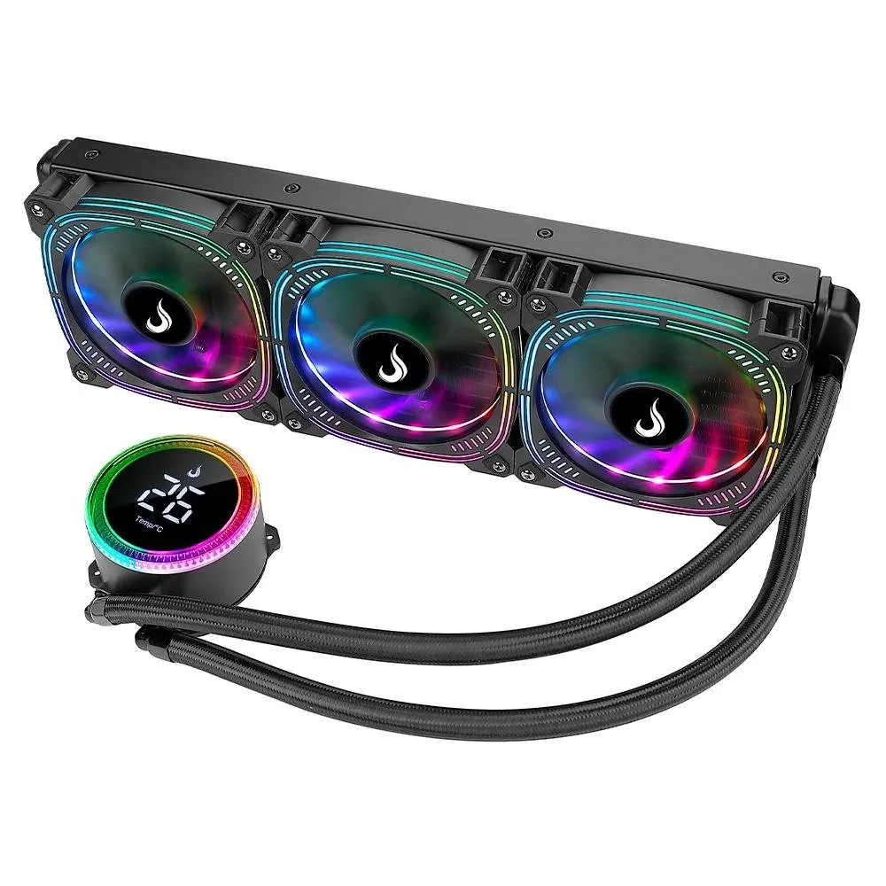 Water Cooler Rise Mode Aura Ice Black, Argb, 360mm, Amd/intel, Preto - Rm-waib-06-argb